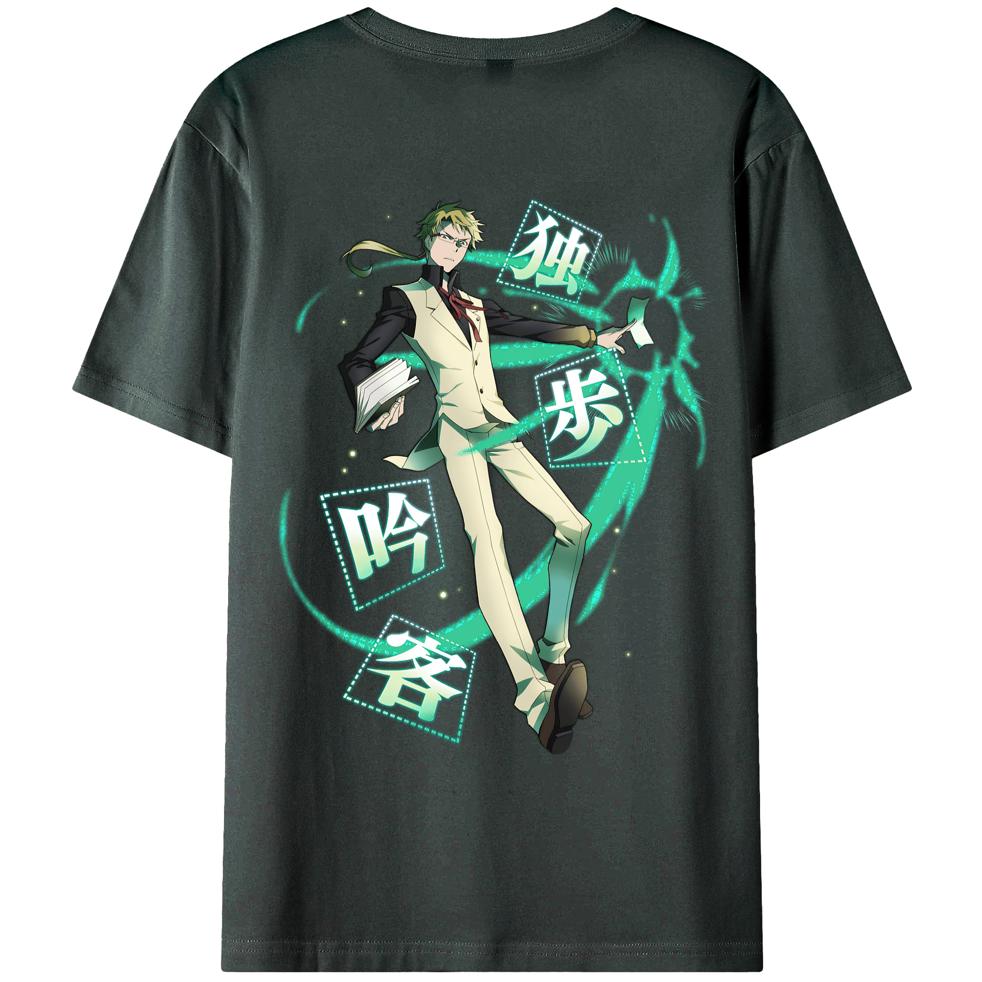 （画像用） 文豪ストレイドッグス Bungo Stray Dogs 綿100％ メンズ半袖Tシャツ（バックプリント） 通気性